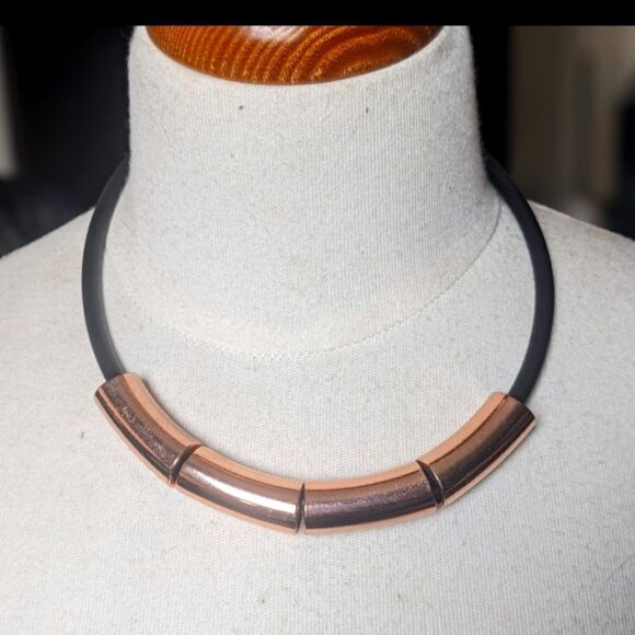 Rubber and Faux Copper Adjustable Length Choker - Picture 1 of 9